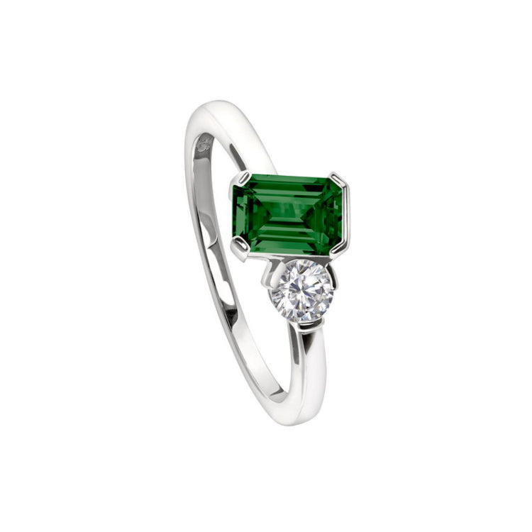 May Emerald Cut Birthstone Ring