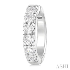 1 1/2 Ctw Round Cut Diamond Hoop Earrings in 14K White Gold