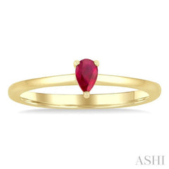 5x3 MM Pear Shape Ruby Precious Solitaire Ring in 14K Yellow Gold