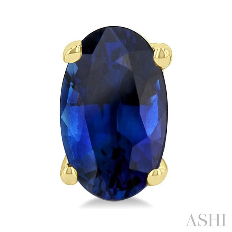 5X3 MM Oval Shape Sapphire Precious Stud Earrings in 14K Yellow Gold