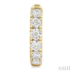 1 Ctw Round Cut Diamond Hoop Earrings in 14K Yellow Gold