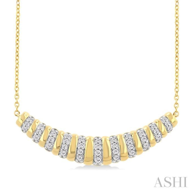 1/5 Ctw Ribbed Dome Round Cut Diamond Necklace in 10K Yellow Gold