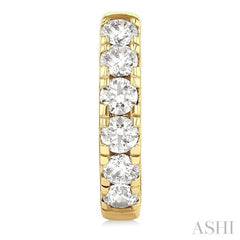 1 1/2 Ctw Round Cut Diamond Hoop Earrings in 14K Yellow Gold