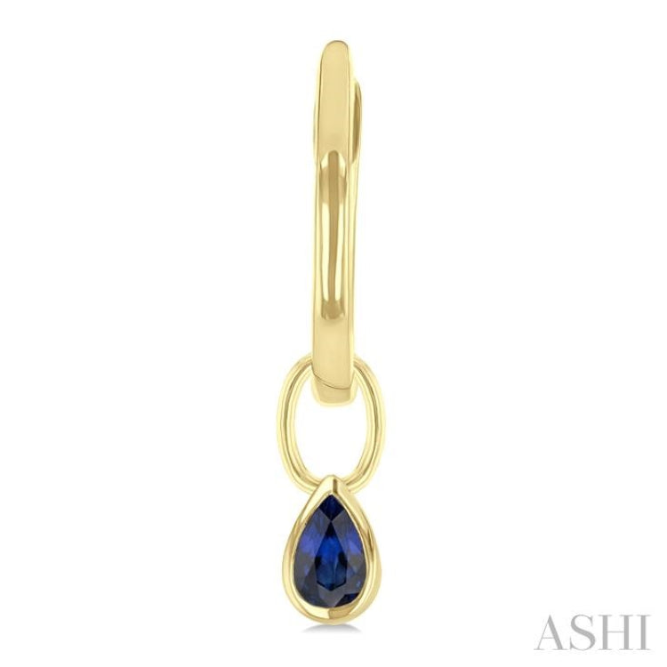 5x3 MM Bezel Set Pear Cut Sapphire Precious Fashion Huggie Earrings in 14K Yellow Gold