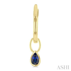 5x3 MM Bezel Set Pear Cut Sapphire Precious Fashion Huggie Earrings in 14K Yellow Gold