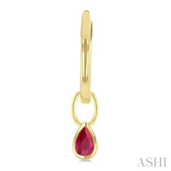 5x3 MM Bezel Set Pear Cut Ruby Precious Fashion Huggie Earrings in 10K Yellow Gold