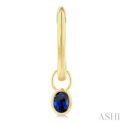 5x3 MM Bezel Set Oval Cut Sapphire Precious Fashion Huggie Earrings in 10K Yellow Gold
