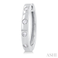 1/6 Ctw Flush Bezel Set Diamond Fashion Hoop Earrings in 10K White Gold