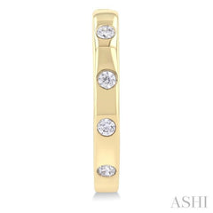1/6 Ctw Flush Bezel Set Diamond Fashion Hoop Earring in 10K Yellow Gold