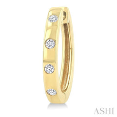 1/6 Ctw Flush Bezel Set Diamond Fashion Hoop Earrings in 10K Yellow Gold
