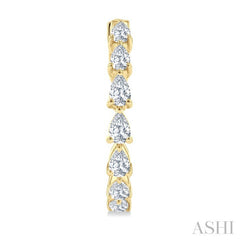 1 1/2 Ctw North-South Pear Shape Diamond Fashion Hoop Earrings in 14K Yellow Gold