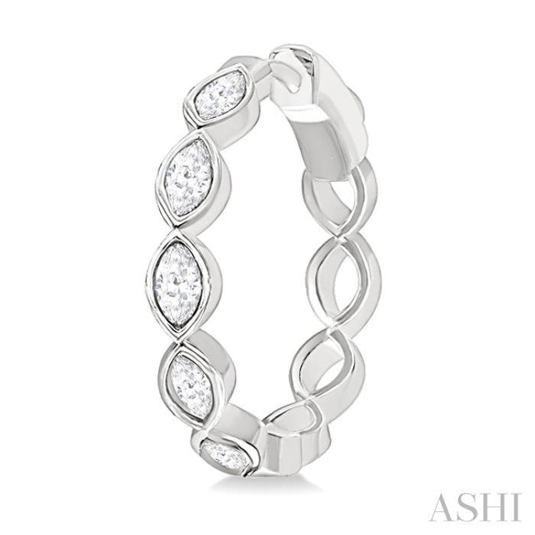 1 Ctw Bezel Set Marquise Cut Diamond Fashion Hoop Earrings in 14K White Gold