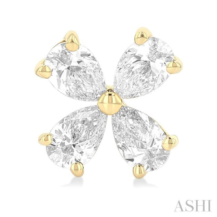 1/2 Ctw Floral Pear Cut Diamond Stud Earrings in 14K Yellow Gold