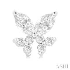 3/8 Ctw Marquise and Round Cut Diamond Criss-Cross Fish Stud Earrings in 14K White Gold