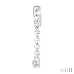 1 Ctw Inside-Out Single Prong Set Round Cut Diamond Hoop Earrings in 14K White Gold