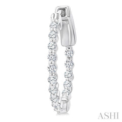 1/2 Ctw Inside-Out Single Prong Set Round Cut Diamond Hoop Earrings in 14K White Gold