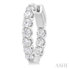 2 Ctw Inside-Out Embellished Round Cut Diamond Hoop Earrings in 14K White Gold