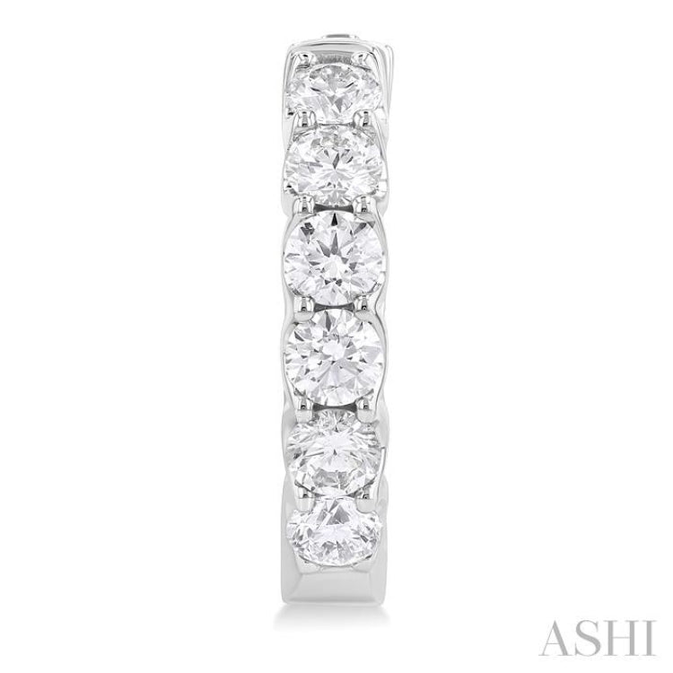 3 Ctw Inside-Out Embellished Round Cut Diamond Hoop Earrings in 14K White Gold