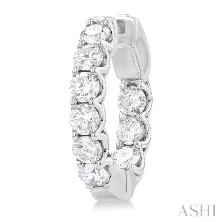 3 Ctw Inside-Out Embellished Round Cut Diamond Hoop Earrings in 14K White Gold