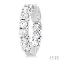 3 Ctw Inside-Out Embellished Round Cut Diamond Hoop Earrings in 14K White Gold