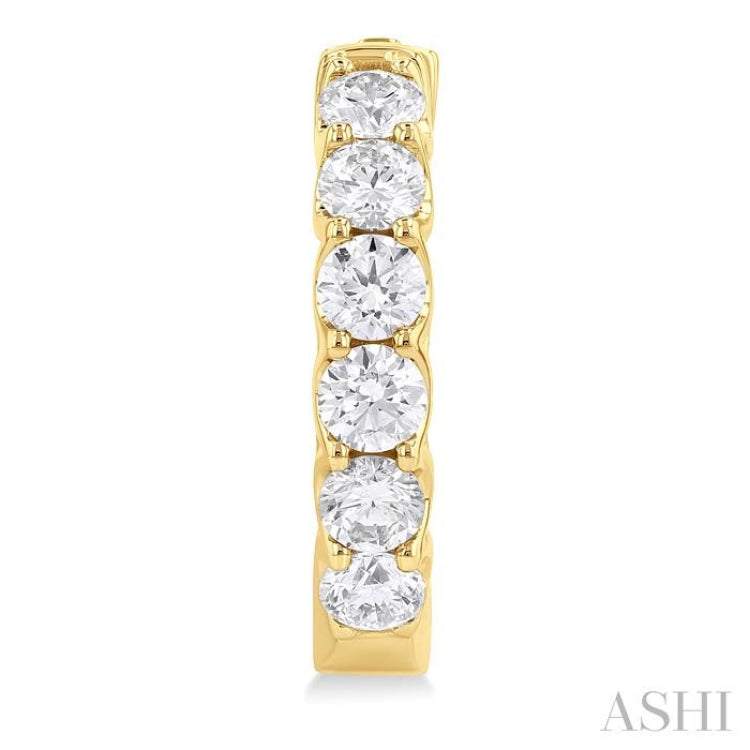 3 Ctw Inside-Out Embellished Round Cut Diamond Hoop Earrings in 14K Yellow Gold