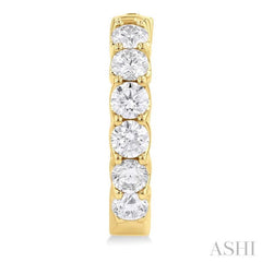 3 Ctw Inside-Out Embellished Round Cut Diamond Hoop Earrings in 14K Yellow Gold