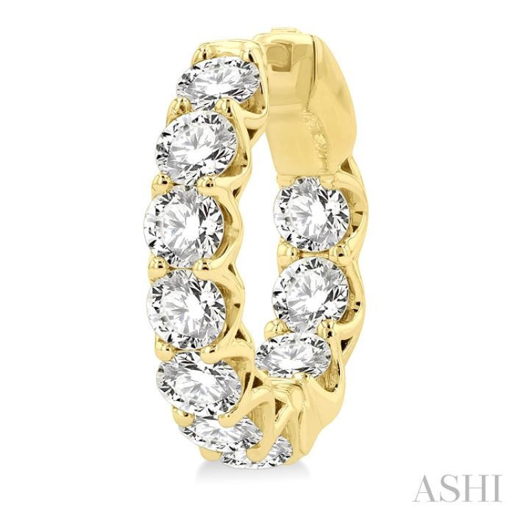 5 Ctw Inside-Out Embellished Round Cut Diamond Hoop Earrings in 14K Yellow Gold