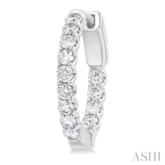 1 Ctw Inside-Out Embellished Round Cut Diamond Hoop Earrings in 14K White Gold