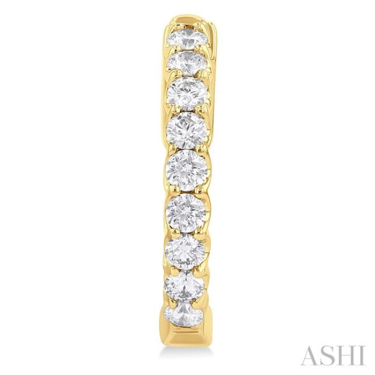 1 Ctw Inside-Out Embellished Round Cut Diamond Hoop Earrings in 14K Yellow Gold