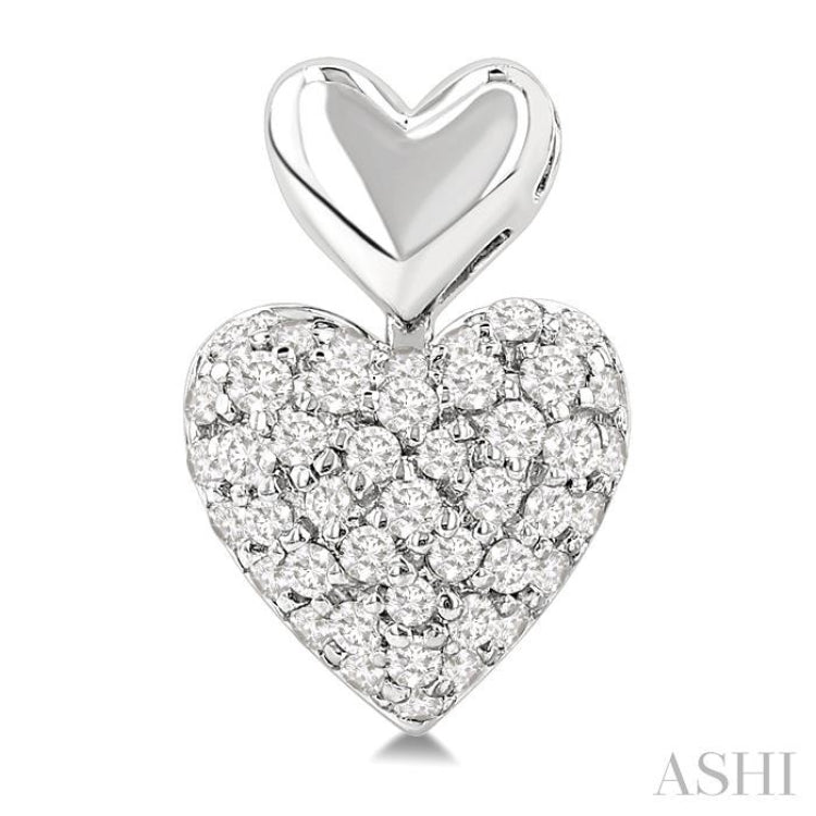 1/3 Ctw Heart Shape Mount Pave Set Single Cut Diamond Fashion Earrings in 10K White Gold