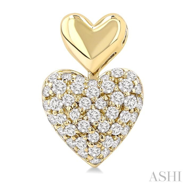 1/3 Ctw Heart Shape Mount Pave Set Single Cut Diamond Fashion Earrings in 10K Yellow Gold
