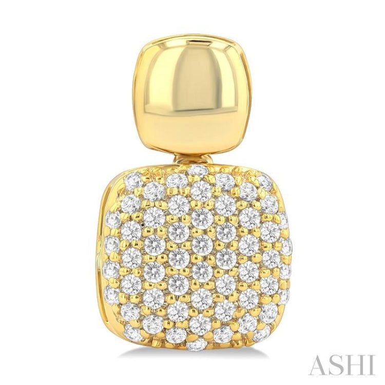 1/3 Ctw Cushion Shape Mount Pave Set Round Cut Diamond Fashion Earrings in 10K Yellow Gold