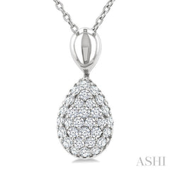 1/4 Ctw Pear Shape Pave Set Single Cut Diamond Fashion Pendant With Chain in 10K White Gold