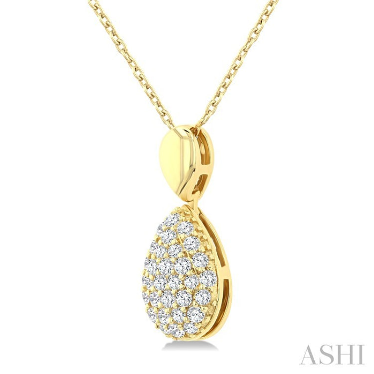 1/4 Ctw Pear Shape Pave Set Single Cut Diamond Fashion Pendant With Chain in 10K Yellow Gold
