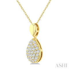 1/4 Ctw Pear Shape Pave Set Single Cut Diamond Fashion Pendant With Chain in 10K Yellow Gold