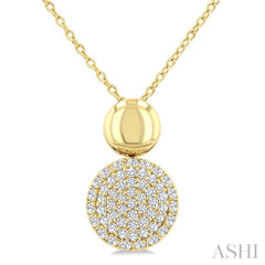 1/4 Ctw Circular Mount Pave Set Single Cut Diamond Fashion Pendant With Chain in 10K Yellow Gold