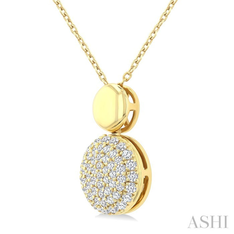 1/4 Ctw Circular Mount Pave Set Single Cut Diamond Fashion Pendant With Chain in 10K Yellow Gold