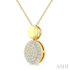 1/4 Ctw Circular Mount Pave Set Single Cut Diamond Fashion Pendant With Chain in 10K Yellow Gold
