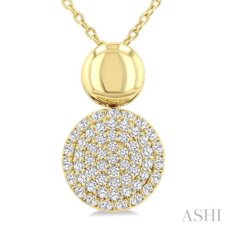 1/4 Ctw Circular Mount Pave Set Single Cut Diamond Fashion Pendant With Chain in 10K Yellow Gold