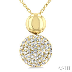 1/4 Ctw Circular Mount Pave Set Single Cut Diamond Fashion Pendant With Chain in 10K Yellow Gold