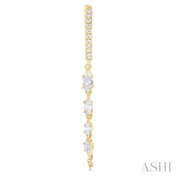 3/4 Ctw Marquise and Round Cut Diamond Journey Long Chain Fashion Earrings in 14K Yellow Gold