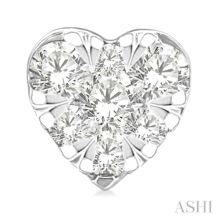 1/6 Ctw Lovebright Petite Heart Shape Round Cut Diamond Fashion Stud Earrings in 10K Yellow and White Gold