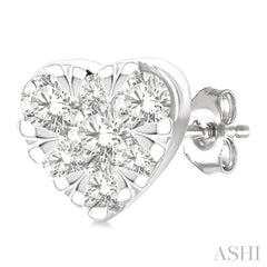1/6 Ctw Lovebright Petite Heart Shape Round Cut Diamond Fashion Stud Earrings in 10K Yellow and White Gold