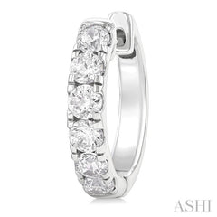 1 Ctw Round Cut Diamond Hoop Earrings in 14K White Gold