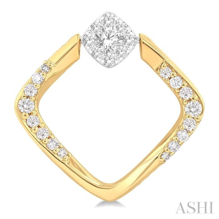 1/3 Ctw Cushion Shape Lovebright Round Cut Diamond Earrings in 10K Yellow and White Gold