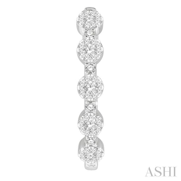 1 Ctw Circular Five Mount Lovebright Round Cut Diamond Hoop Earrings in 14K White Gold