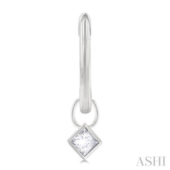 1/3 Ctw Bezel Set Princess Cut Diamond Huggie Earrings in 14K White Gold