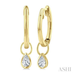 1/3 Ctw Bezel Set Pear Cut Diamond Huggie Earrings in 14K Yellow Gold