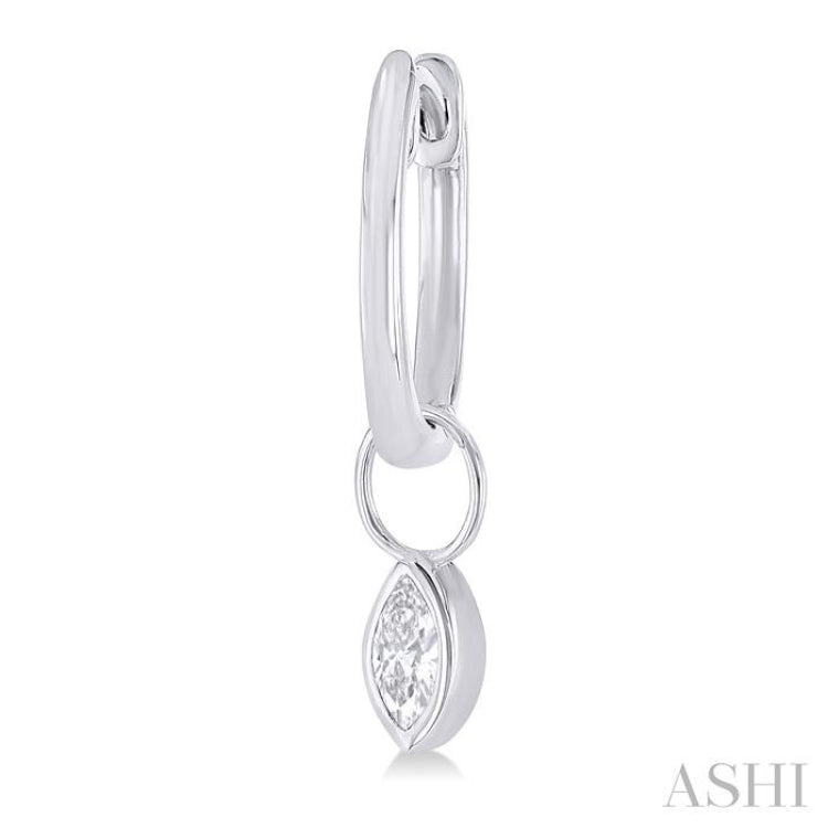 1/3 ctw Bezel Set Marquise Cut Diamond Huggie Earrings in 10K White Gold