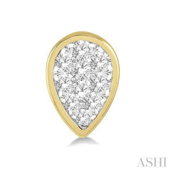 1/3 Ctw Pear Shape Lovebright Round Cut Diamond Bezel Stud Earring in 14K Yellow and White Gold